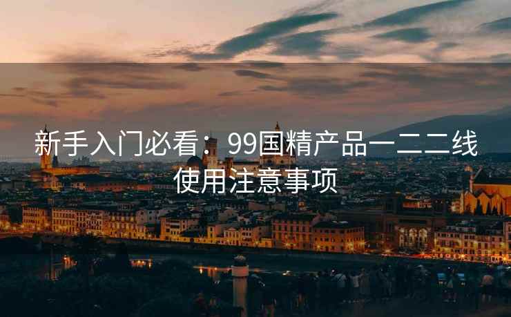 新手入门必看：99国精产品一二二线使用注意事项