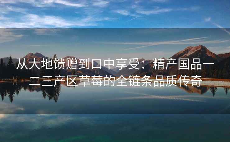 从大地馈赠到口中享受：精产国品一二三产区草莓的全链条品质传奇